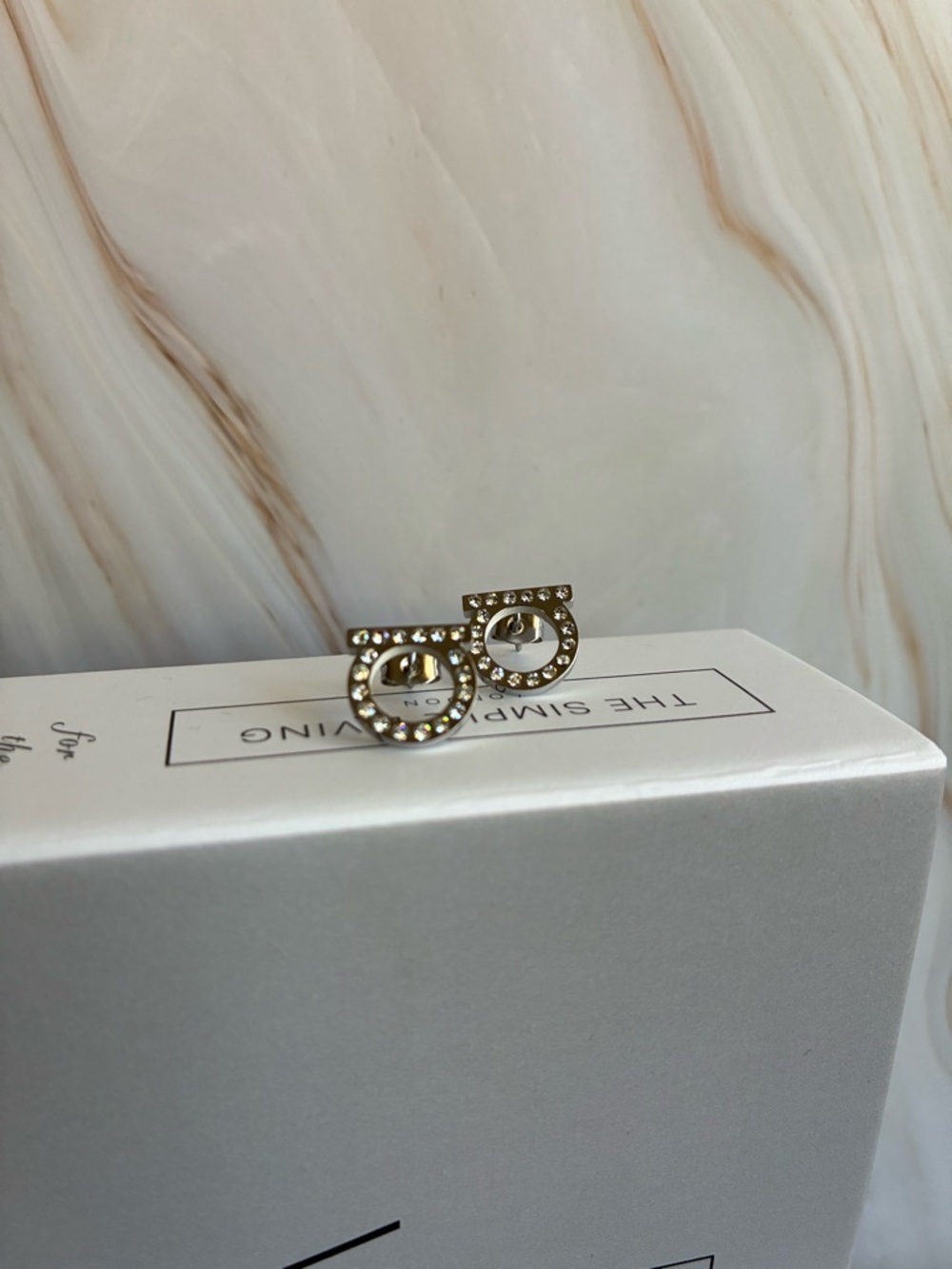 Gold plated silver Crystal Circle Stud Earrings